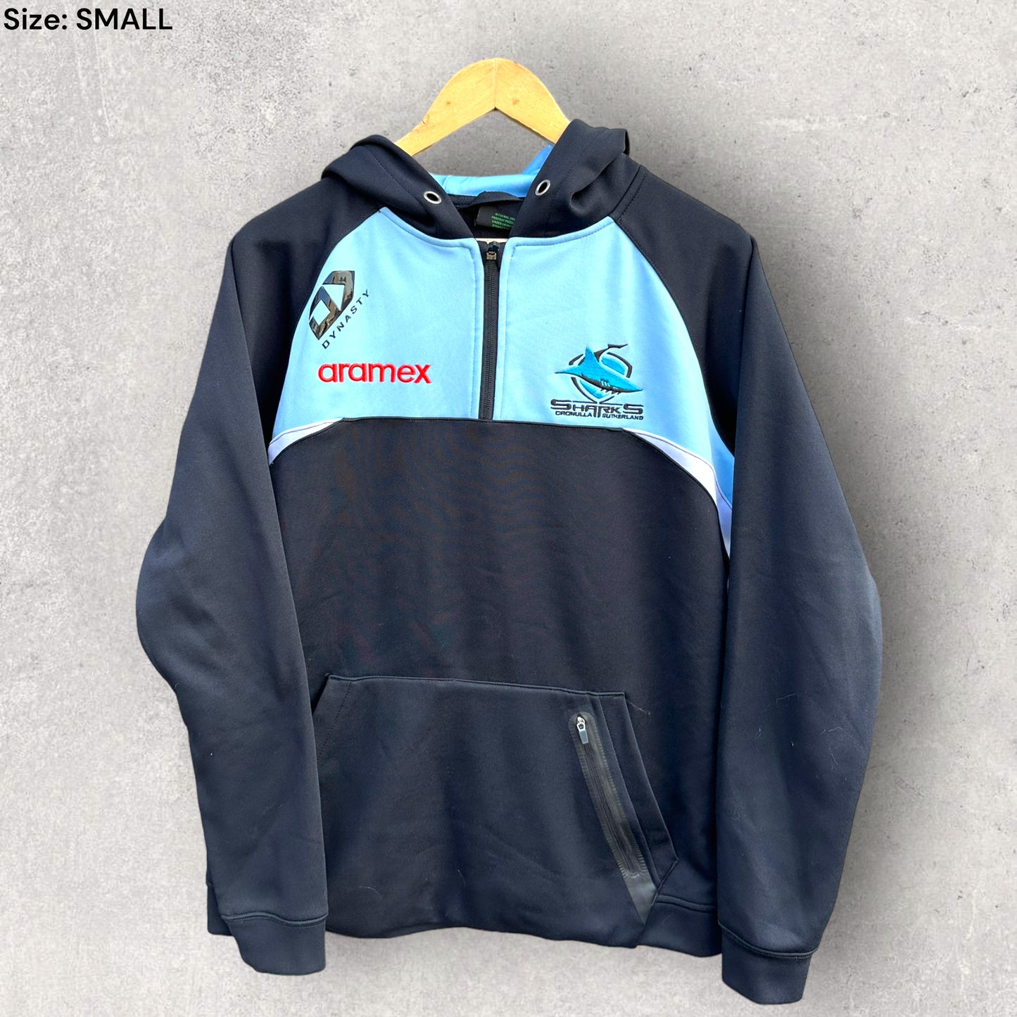 CRONULLA SHARKS HALF ZIP HOODED JUMPER