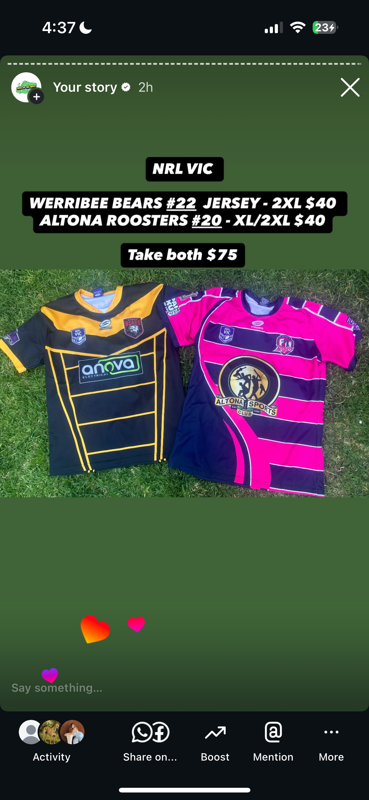 VIC NRL JERSEYS X2