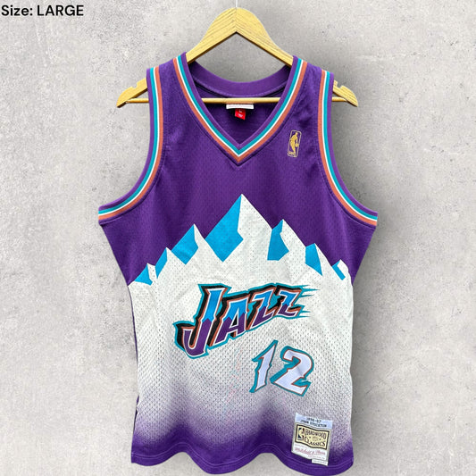 JOHN STOCKTON UTAH JAZZ MITCHELL & NESS 1996 HWC NBA JERSEY