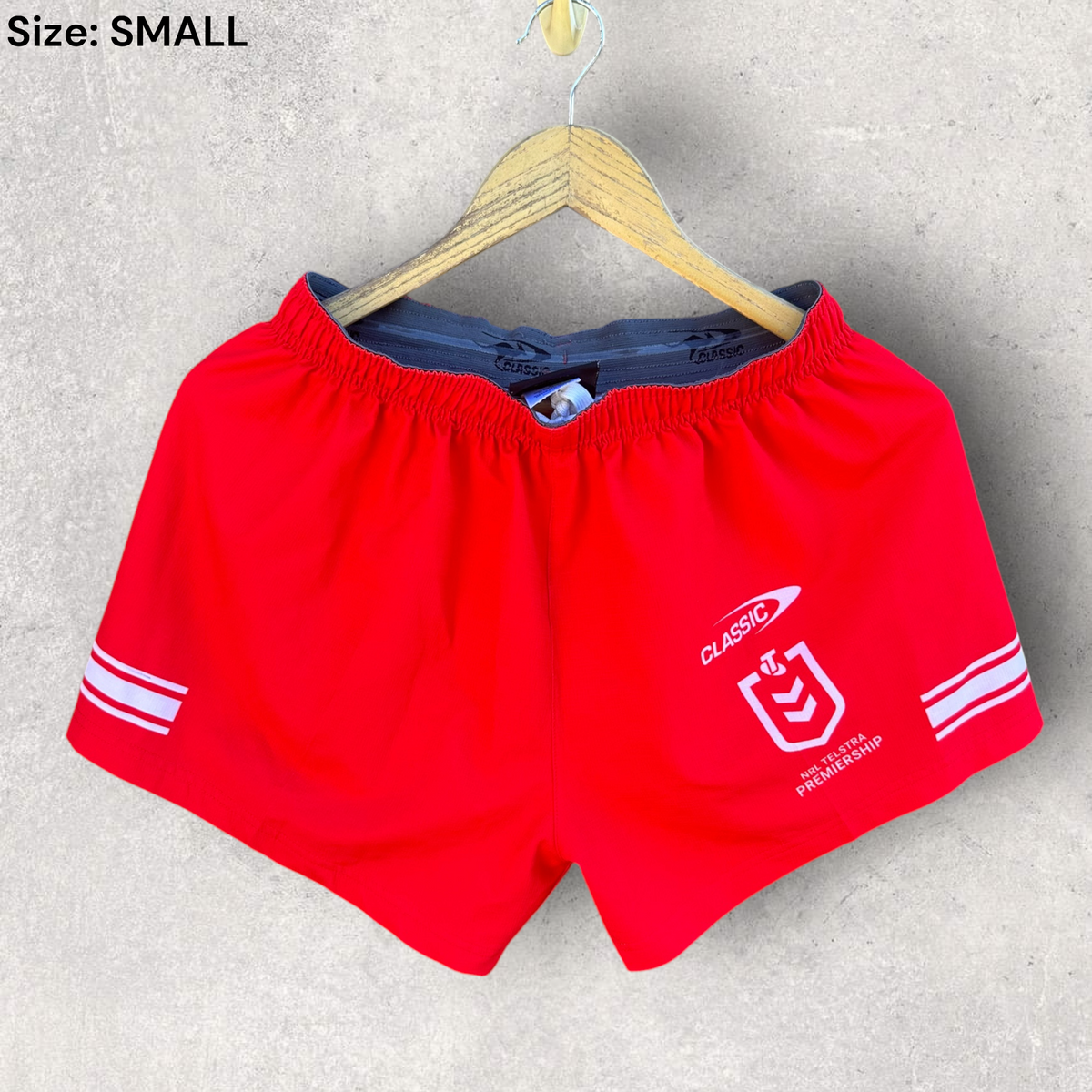 St George Illawarra Dragons Classic Red Match Shorts Nrl Worn by Sione Finau
