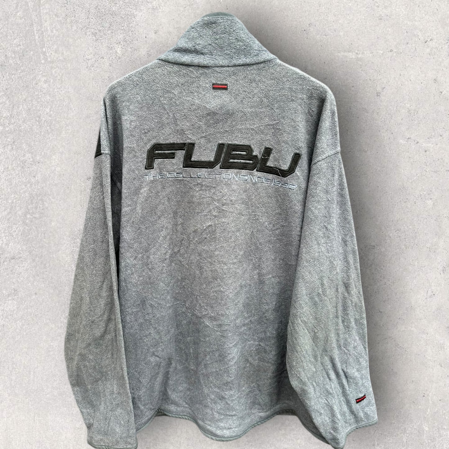 FUBU VINTAGE HALF ZIP GREY FLEECE PULLOVER JUMPER