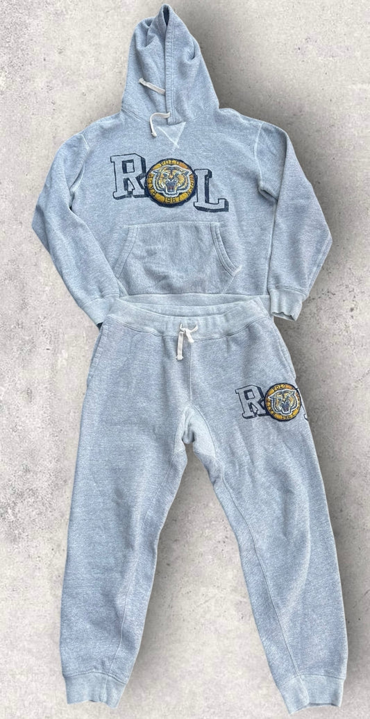 RALPH LAUREN POLO TIGER GREY SWEAT SET HOODIE + PANTS