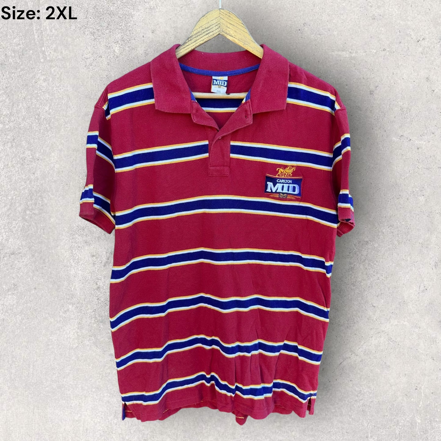 Carlton Mid Red Stripped Beer Polo Shirt