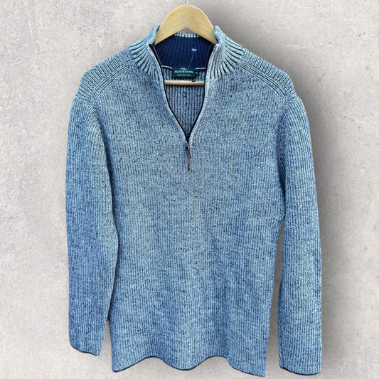 RODD & GUNN EUROPEAN YARN 100% WOOLEN QUARTER ZIP JUMPER