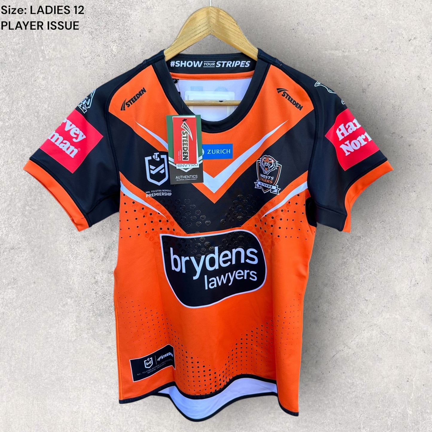 WESTS TIGERS NRLW SOPHIE CURTAIN 2024 PLAYER ISSUED MATCH SPARE JERSEY