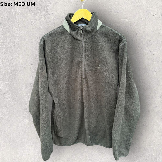 NAUTICA BLACK CHEST ZIP FLEECE PULLOVER JUMPER