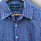 RALPH LAUREN POLO BUTTON UP LONG SLEEVE BLUE CHECKERED SHIRT