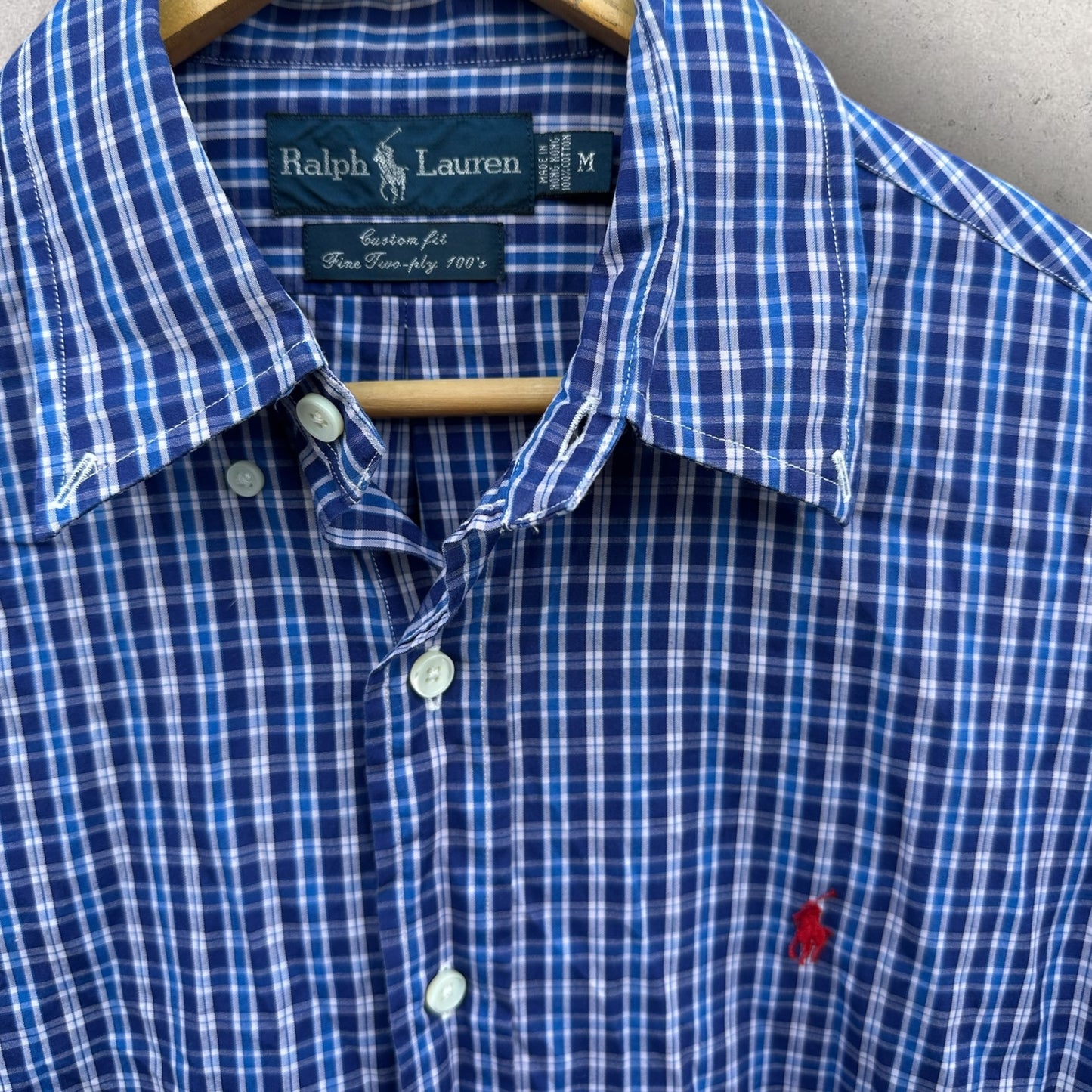 RALPH LAUREN POLO BUTTON UP LONG SLEEVE BLUE CHECKERED SHIRT