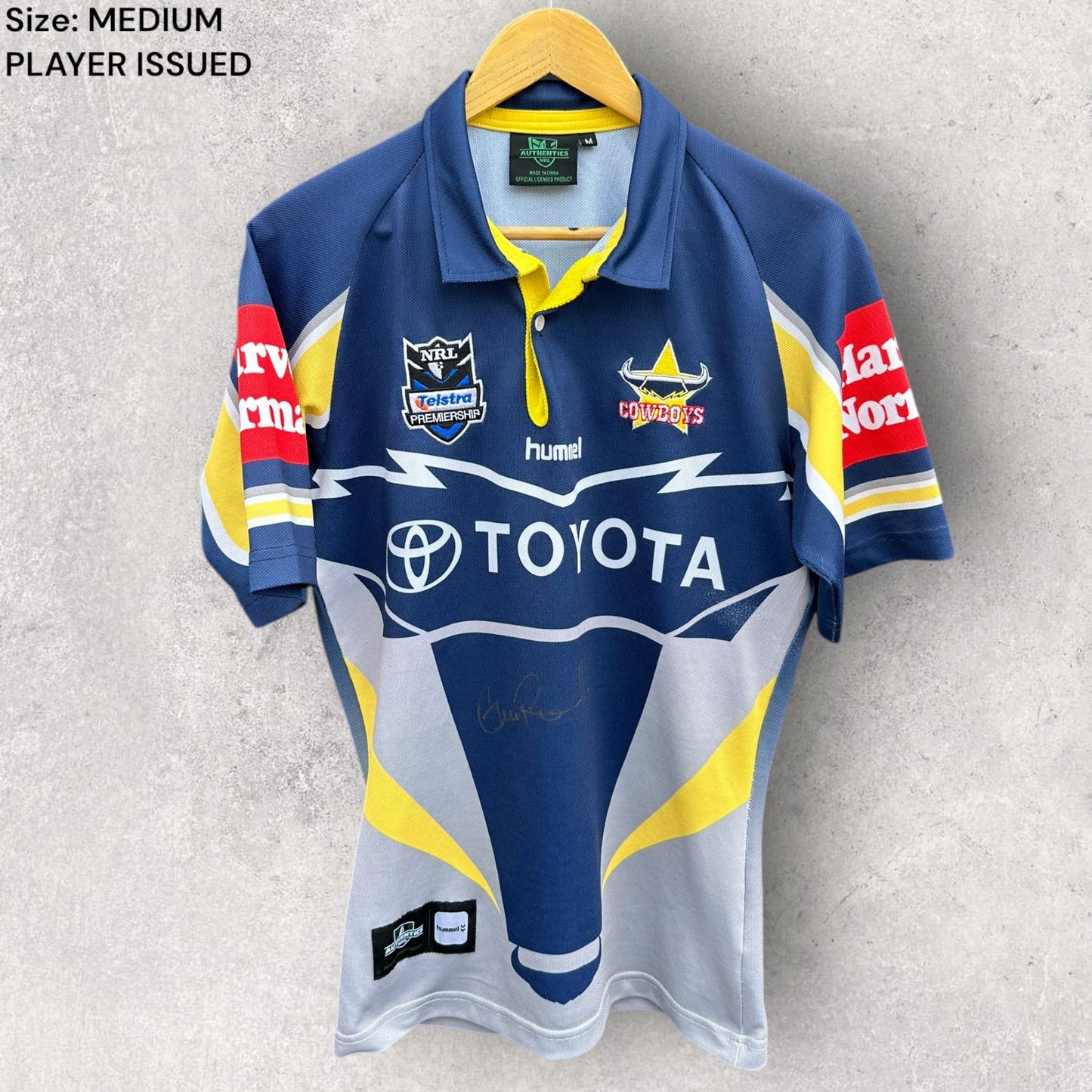 NORTH QUEENSLAND COWBOYS 2009 HOME MATCH JERSEY WORN BY GRANT ROVELLI + SIGNED BY SQUAD