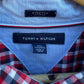 TOMMY HILFIGER LONG SLEEVE RED CHECKERED BUTTON UP SHIRT
