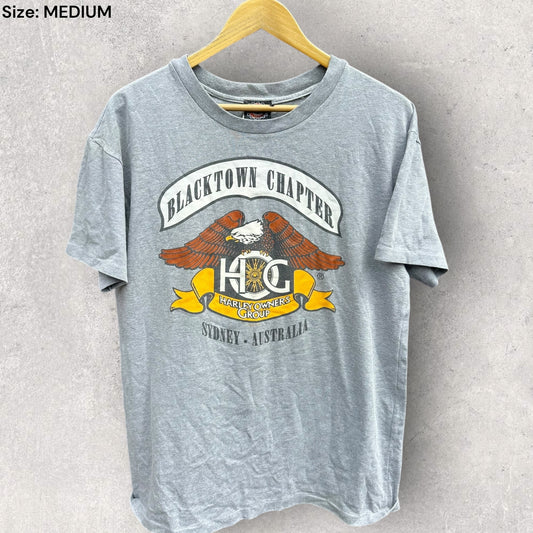 HARLEY DAVIDSON BLACKTOWN CHAPTER GREY VINTAGE 90s SHIRT