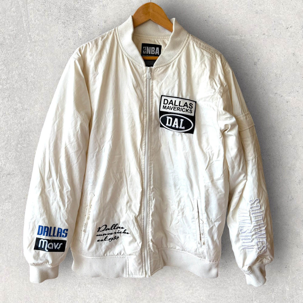 Dallas Mavericks NBA White Full Zip Jacket