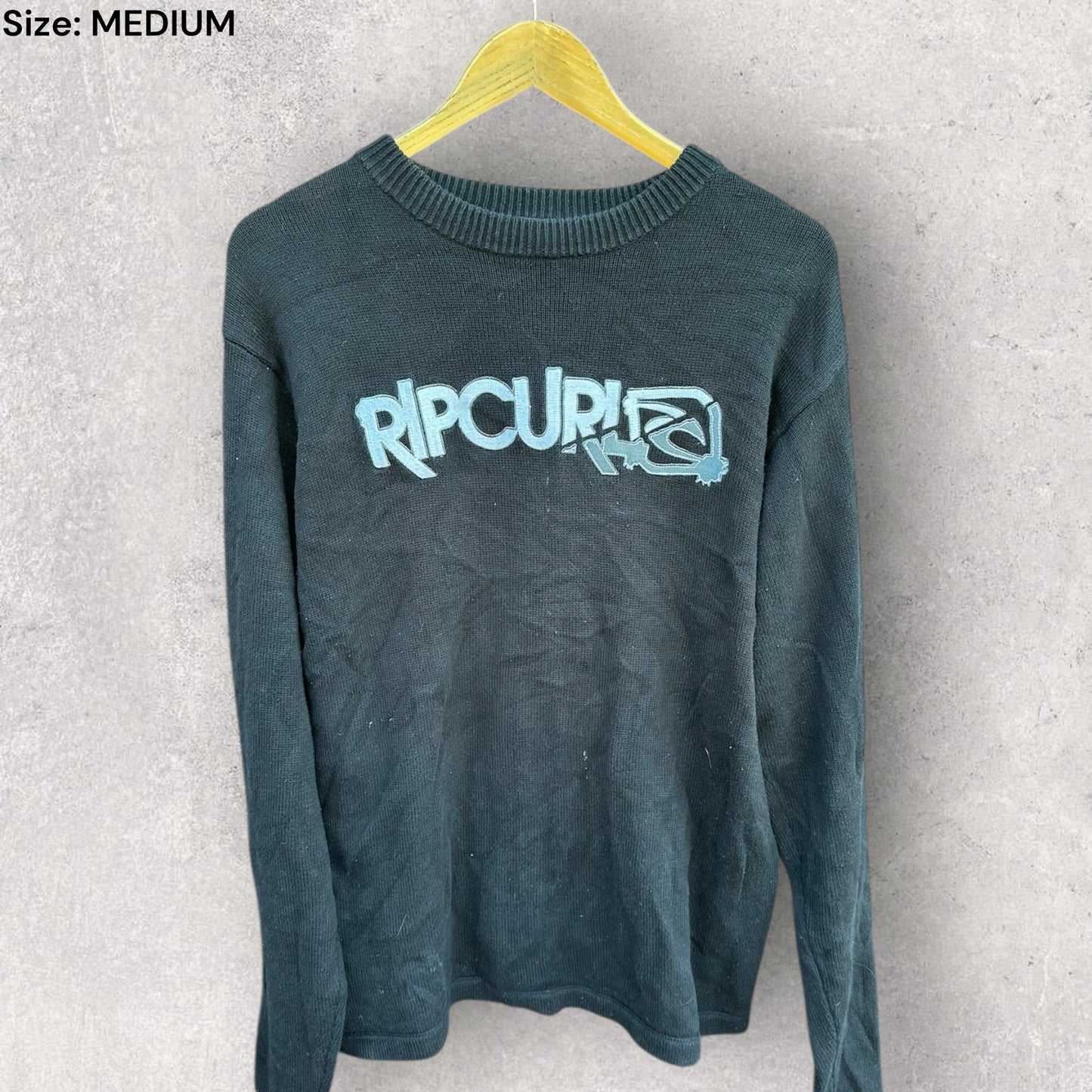RIPCURL BLACK VINTAGE LONG SLEEVE PULLOVER JUMPER
