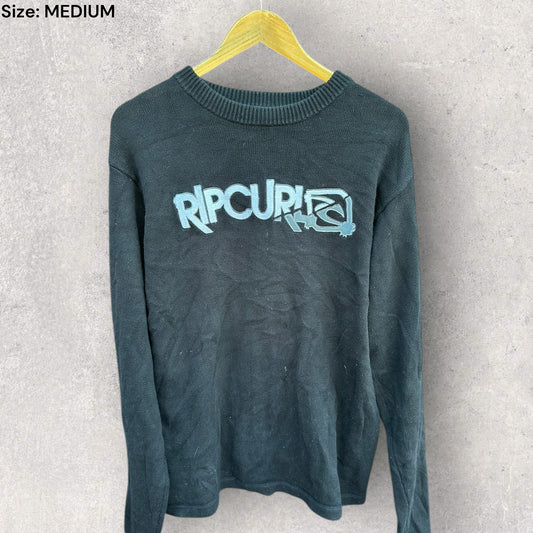 RIPCURL BLACK VINTAGE LONG SLEEVE PULLOVER JUMPER
