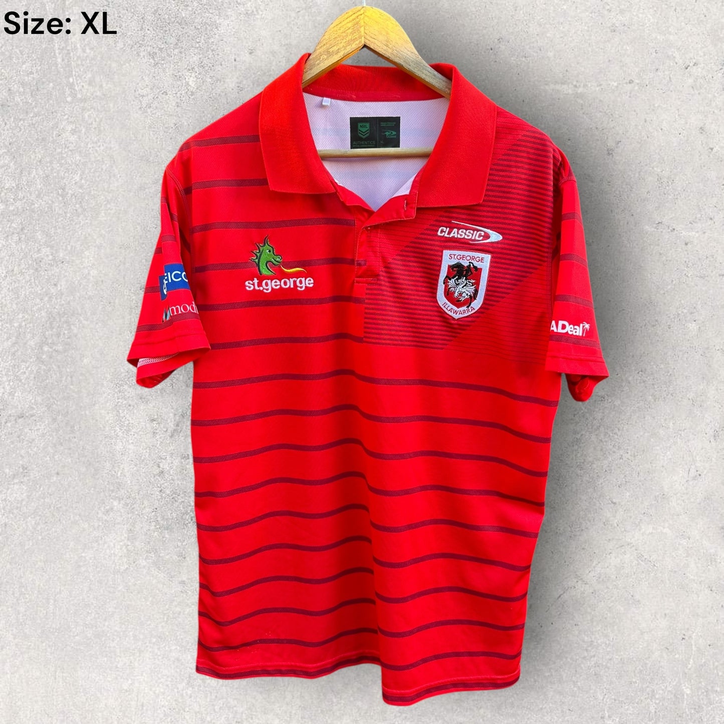 St George Illawarra Dragons Red Classic media Polo Shirt