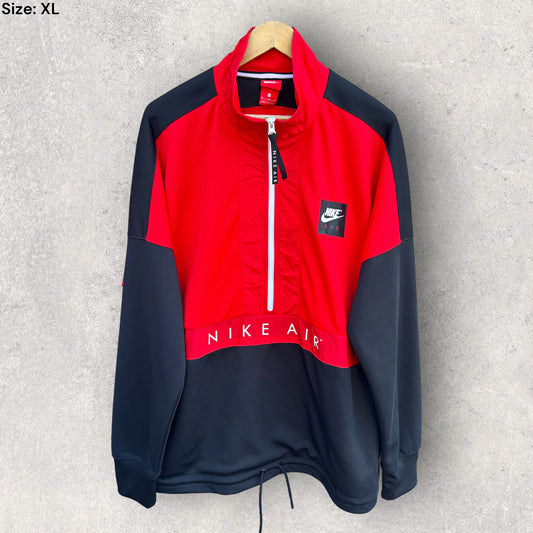 NIKE AIR MENS HERITAGE HALF ZIP BLACK & RED JACKET