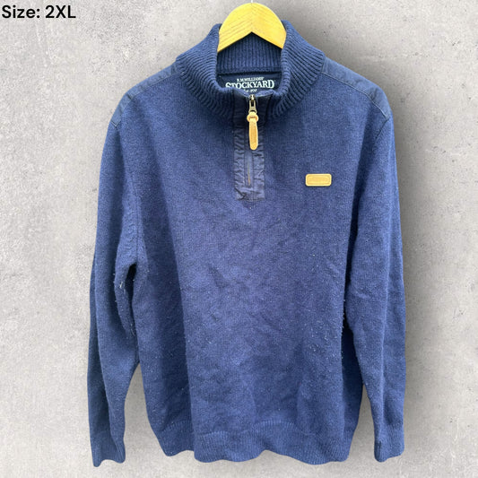 RM WILLIAMS STOCKYARD CHEST ZIP BLUE JUMPER