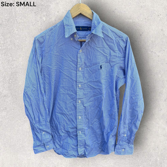 RALPH LAUREN POLO BLUE STRIPPED LONG SLEEVE SHIRT