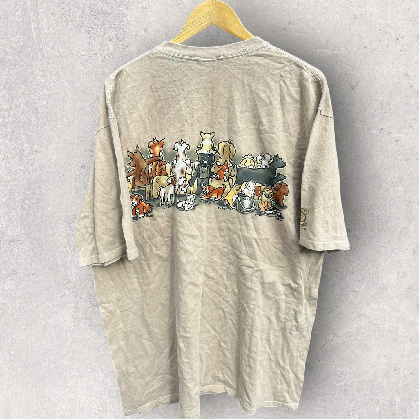 ADOPT A DOG VINTAGE BEIGE GRAPHIC T-SHIRT