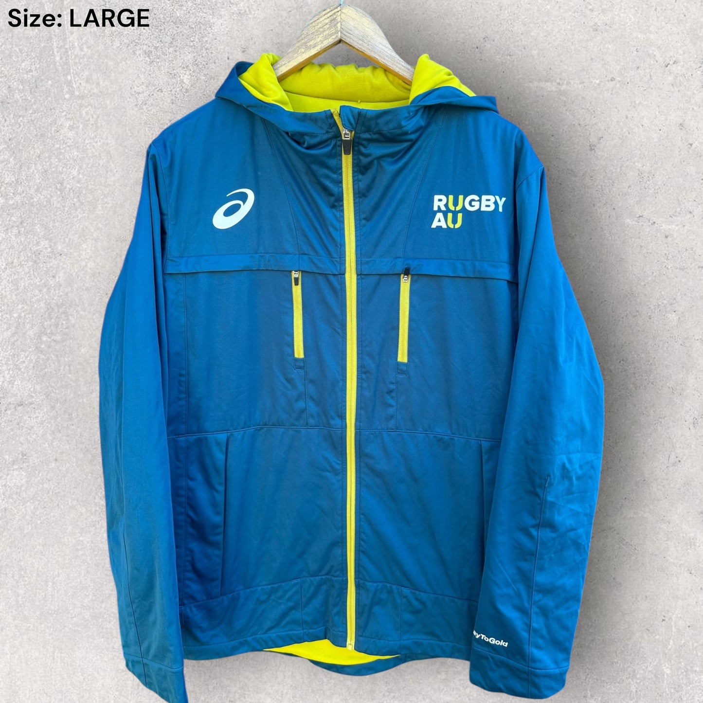 Rugby Australia AU ASICS Green Soft Shell Hooded Jacket