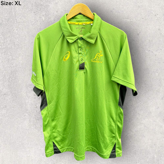 AUSTRALIAN WALLABIES ASICS GREEN RUGBY UNION POLO SHIRT