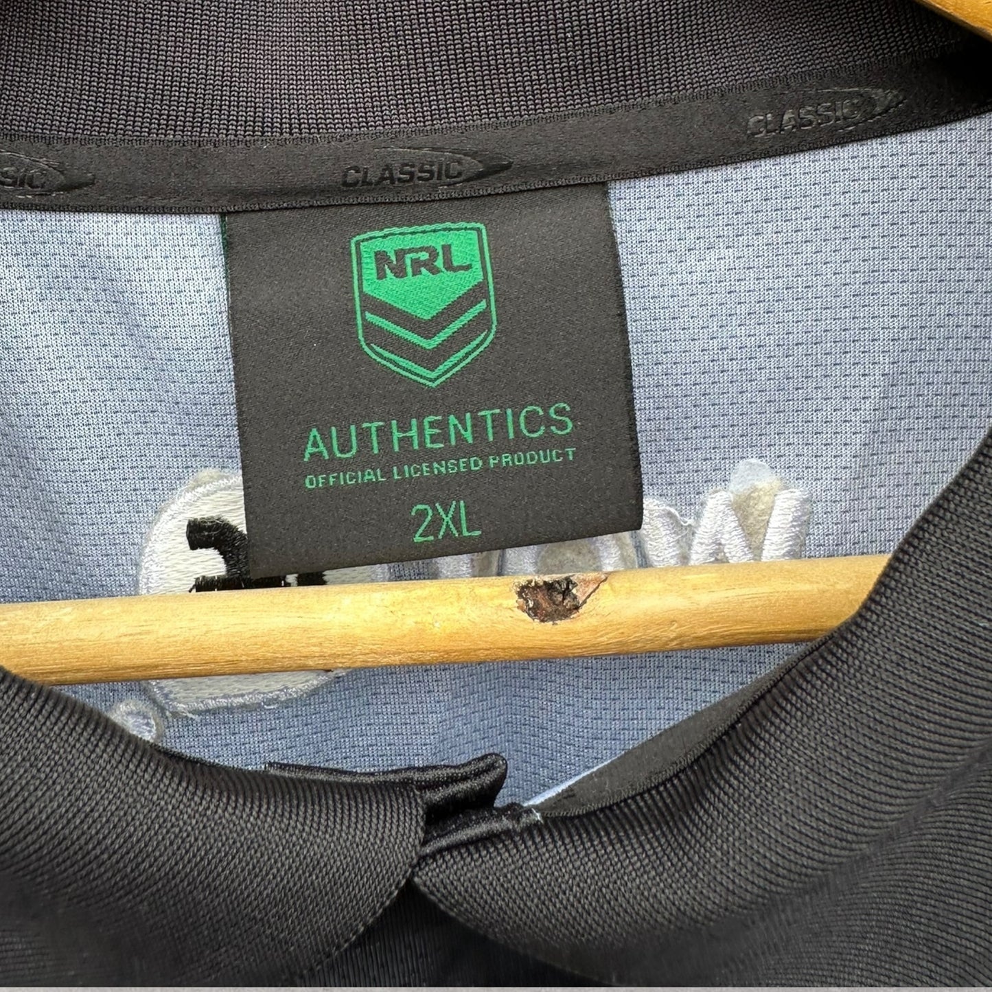 SOUTH SYDNEY RABBITOHS PLAYER ISSUED CLASSIC BLACK POLO SHIRT