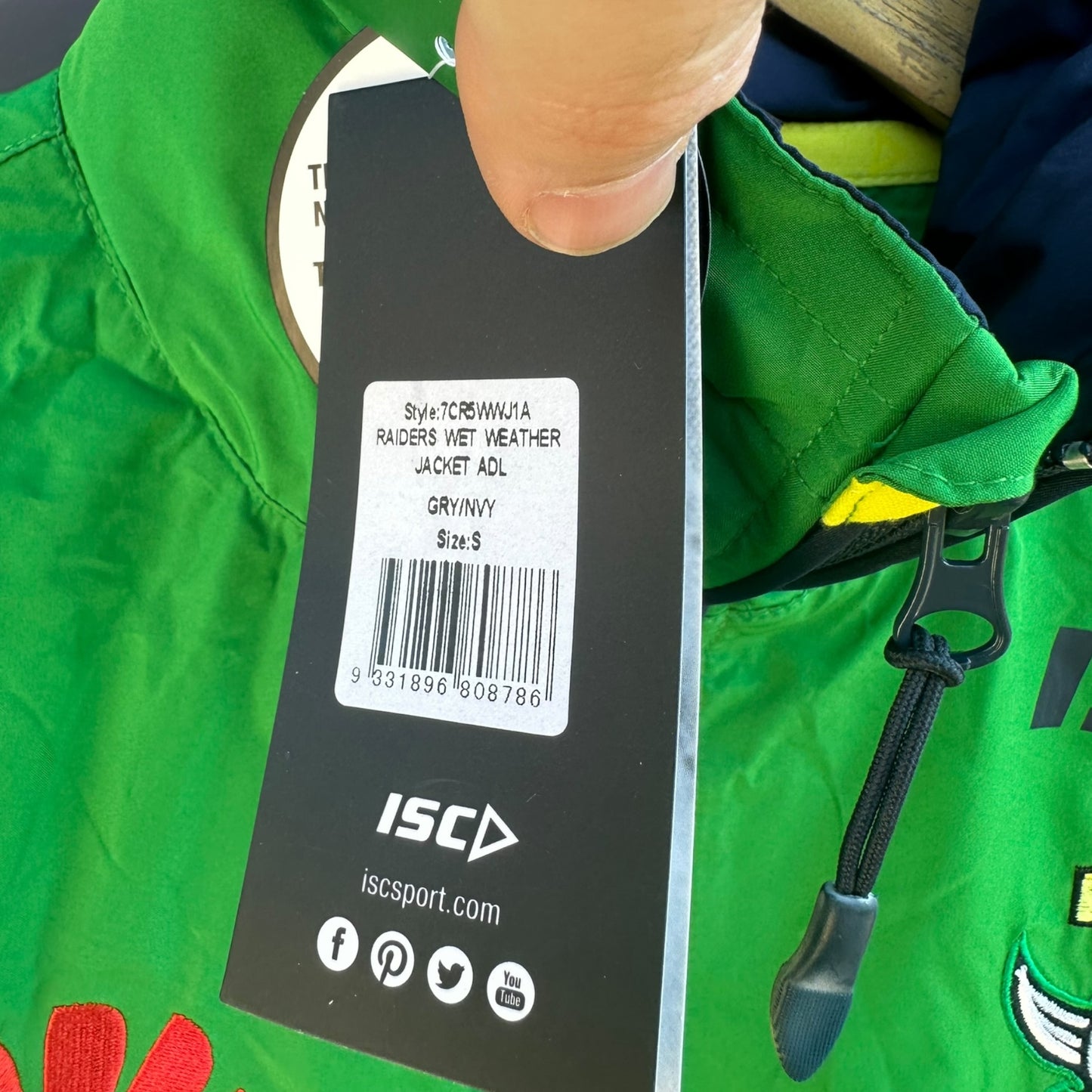 Canberra Raiders ISC Nrl Wet Weather Hooded Jacket Brand New