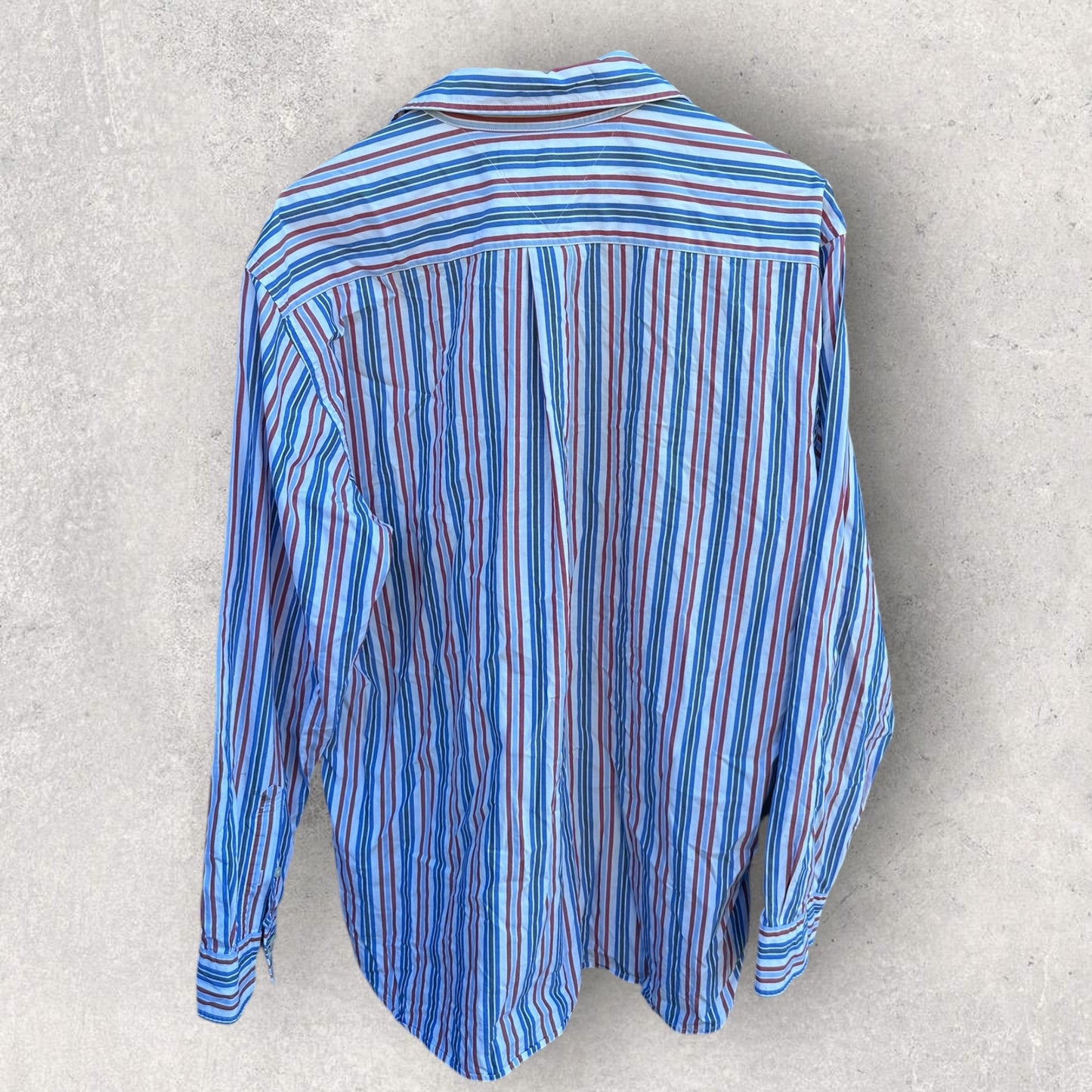 TOMMY HILFIGER STRIPPED LONG SLEEVE BUTTON UP SHIRT