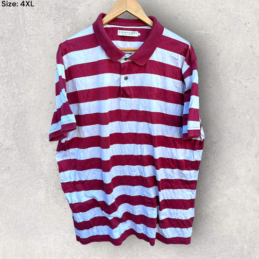 RM WILLIAMS RED & WHITE STRIPPED POLO SHIRT