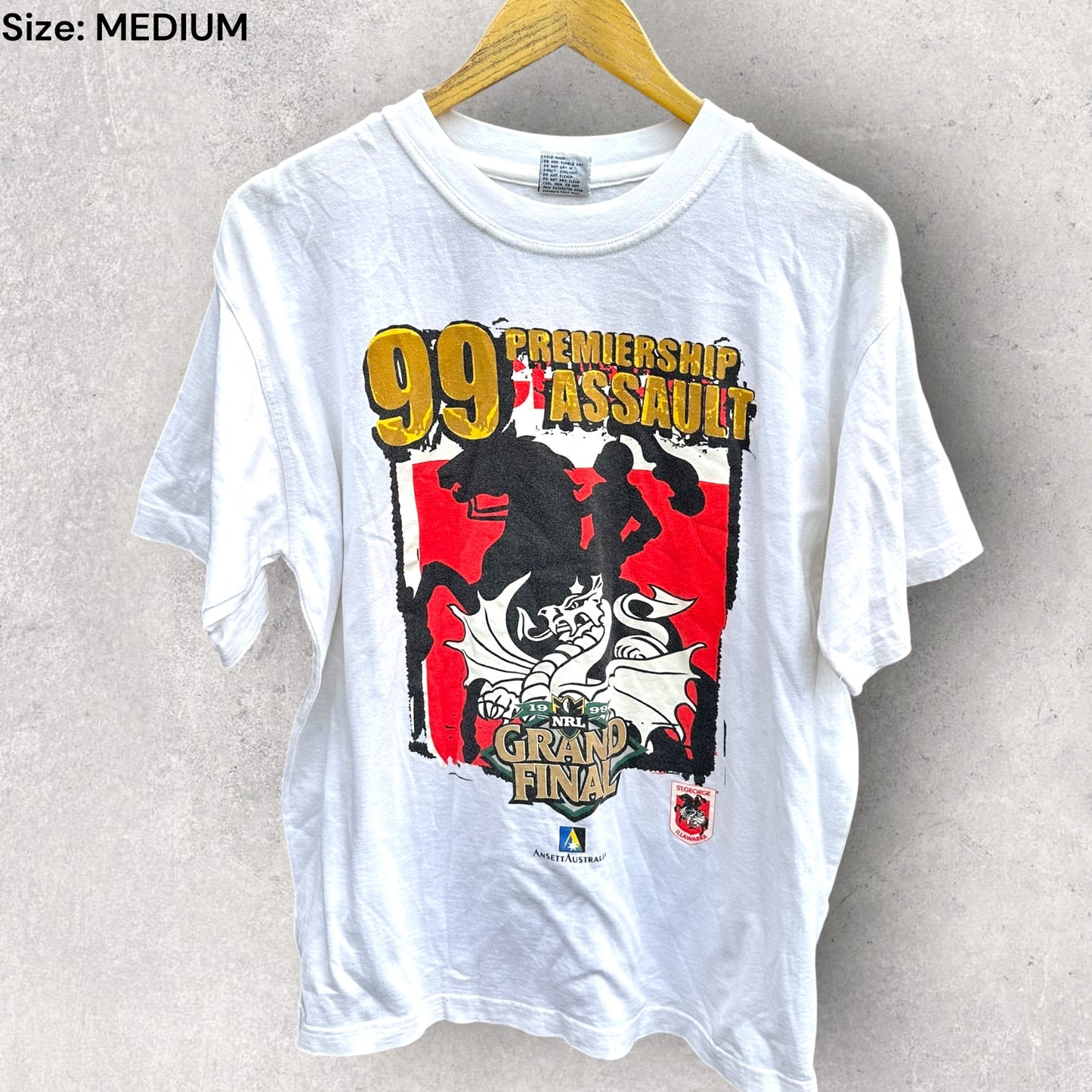 St George Illawarra Dragons 1999 Grand Final Assault Vintage White Shirt