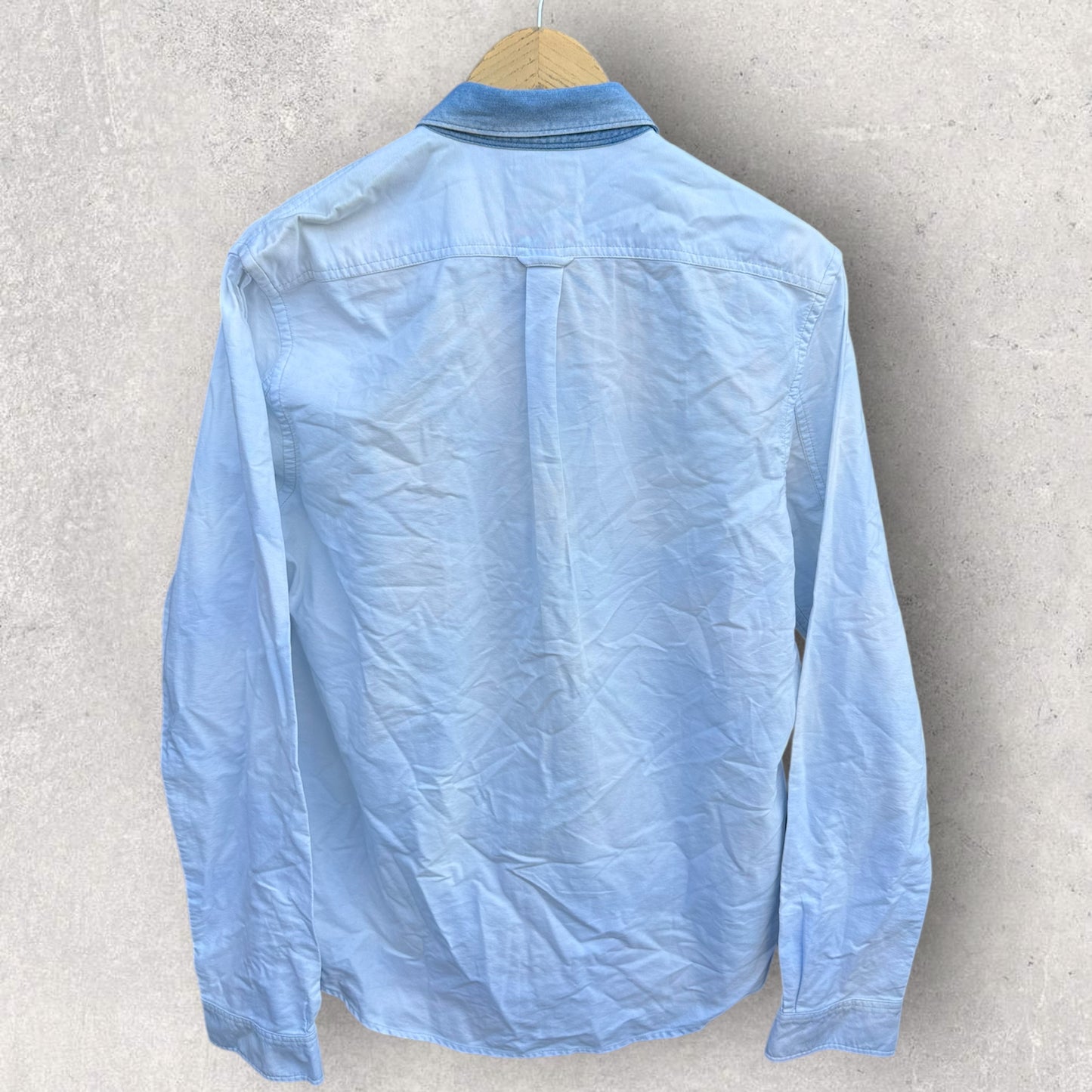 SCOTCH & SODA MENS BLUE CAN CAN LONG SLEEVE BUTTON UP SHIRT