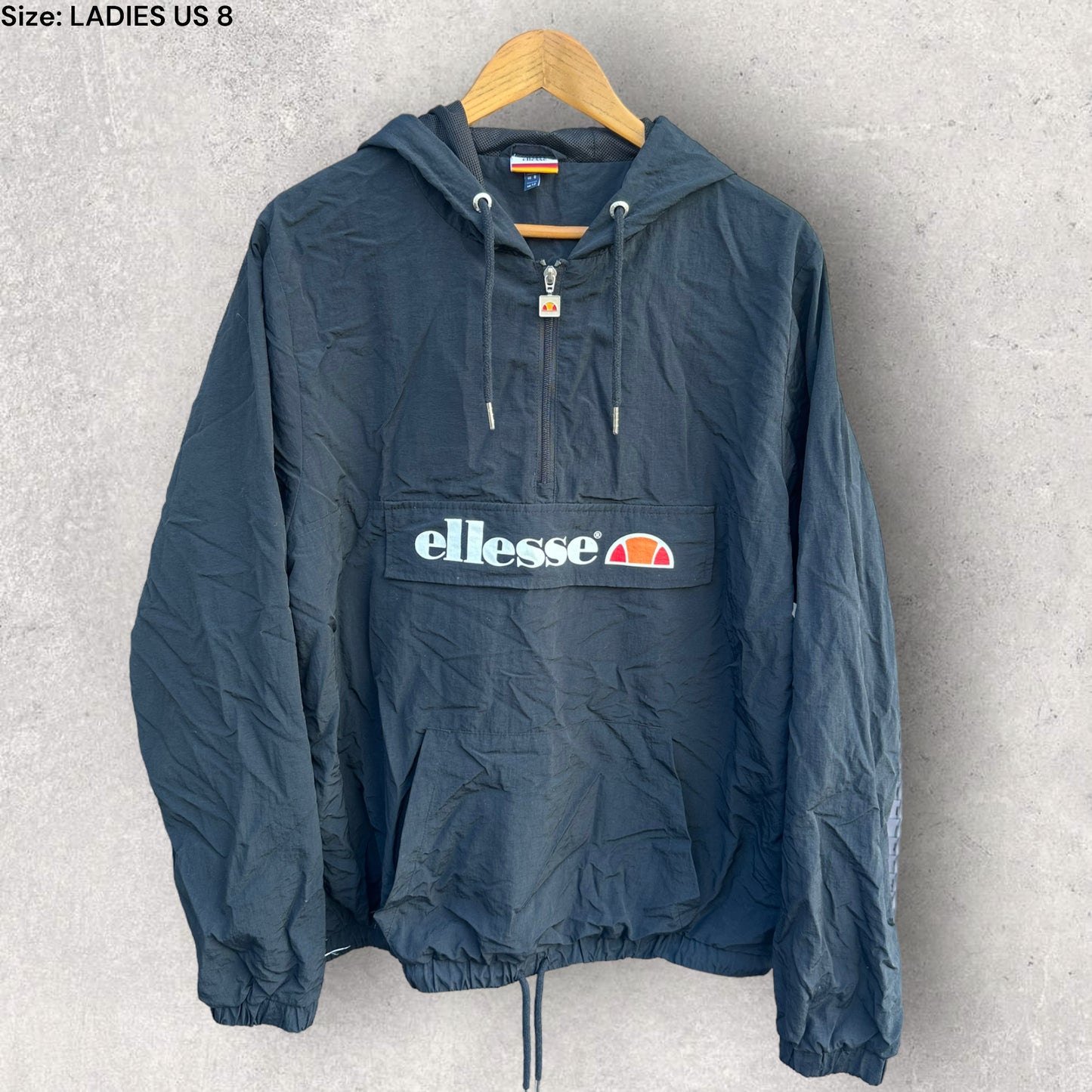 ELLESSE HALFZIP BLACK WINDBREAKER HOODIE