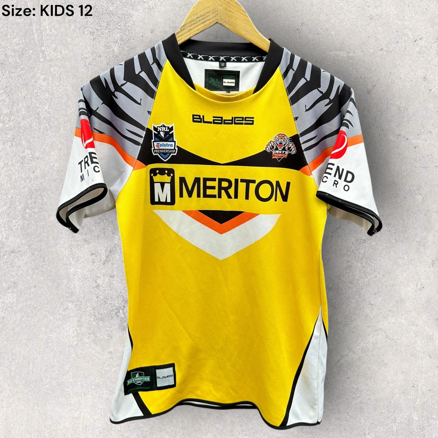 Wests Tigers 2012 X-Blades Foundation Cup Kids Rugby League Nrl Jersey