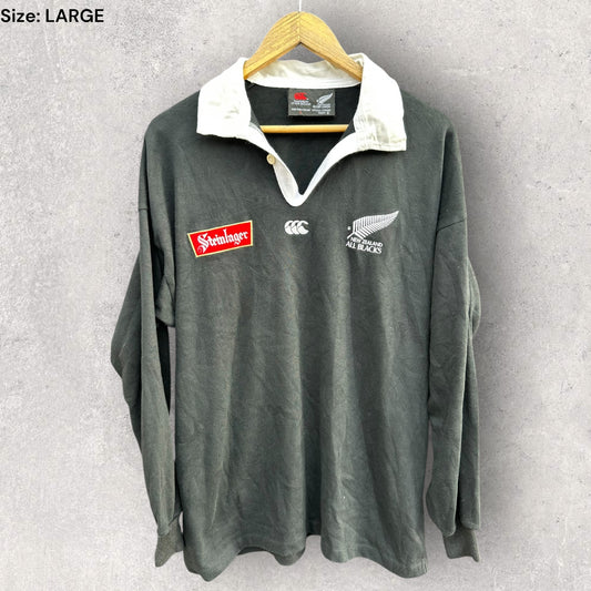 NEW ZEALAND ALL BLACKS 1995 CANTERBURY VINTAGE LONG SLEEVE STEINLAGER JERSEY