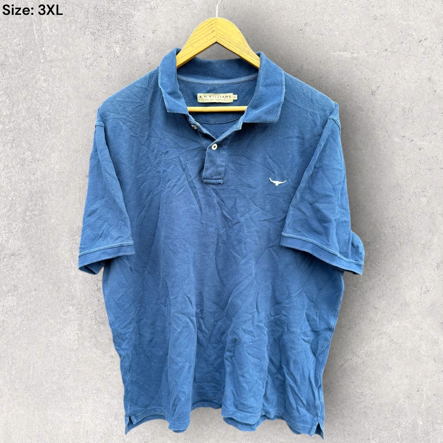 RM WILLIAMS BLUE SHORT SLEEVE POLO SHIRT