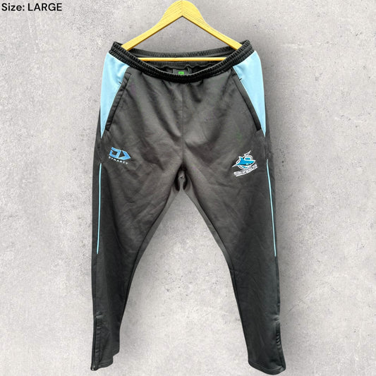 CRONULLA SHARKS DYNASTY BLACK TRACK PANTS PLAYER ISSUED