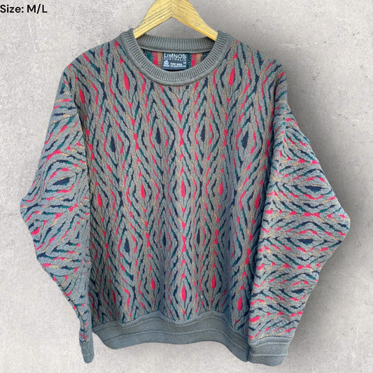 LIMNOS AUSTRALIA PURE WOOL COOGI STYLE VINTAGE JUMPER