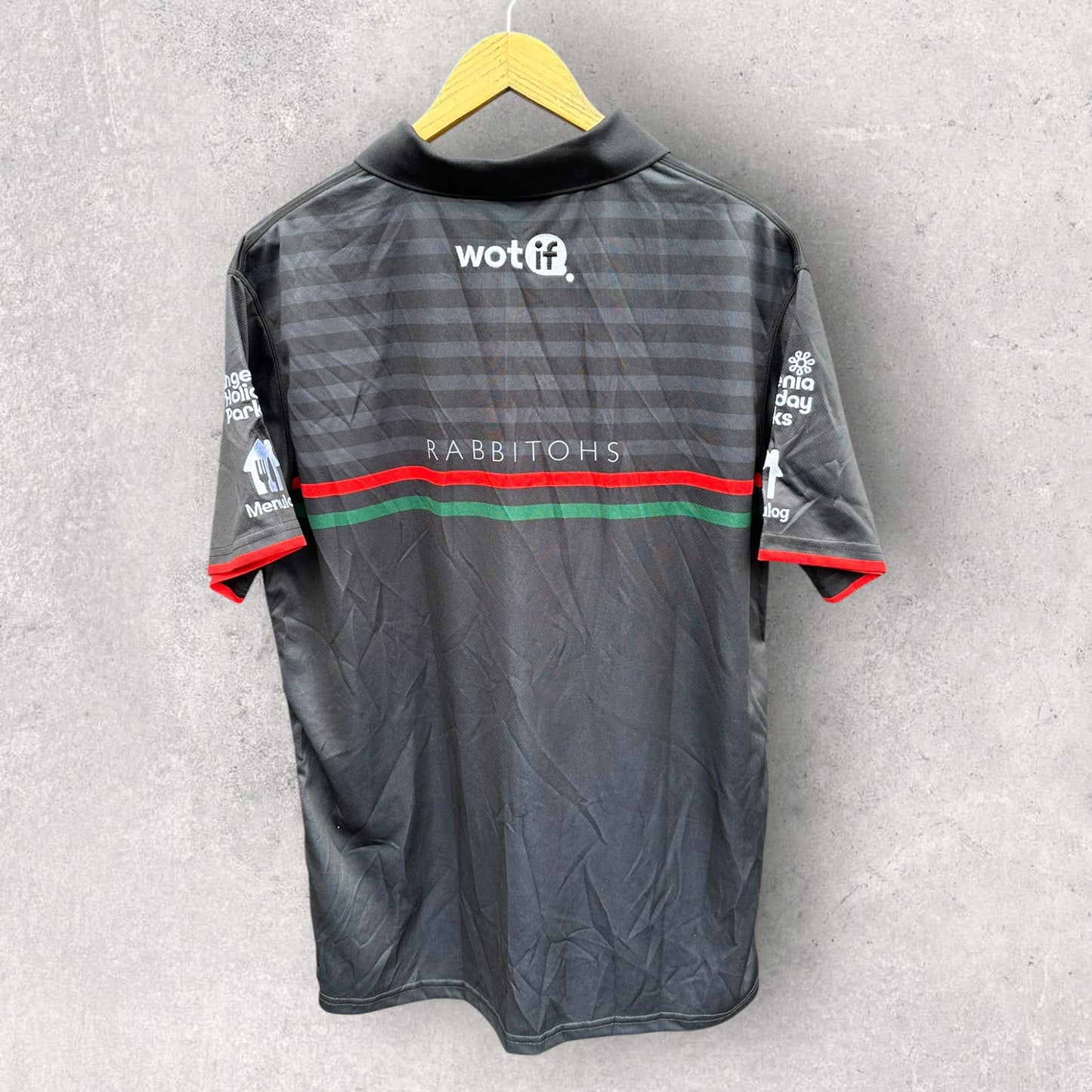 SOUTH SYDNEY RABBITOHS PLAYER ISSUED CLASSIC BLACK POLO SHIRT