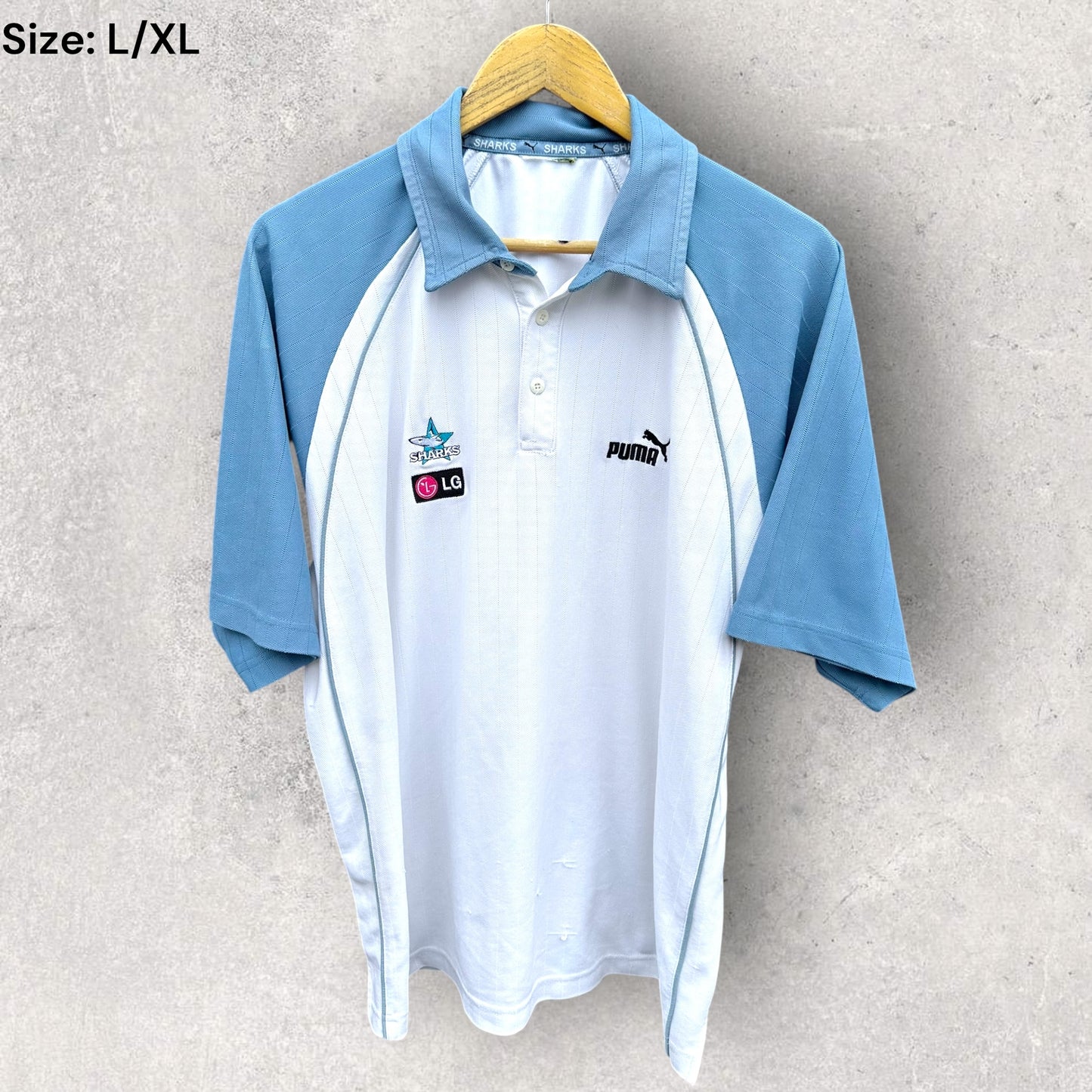 Cronulla Sharks Puma Vintage White Rugby League polo Shirt