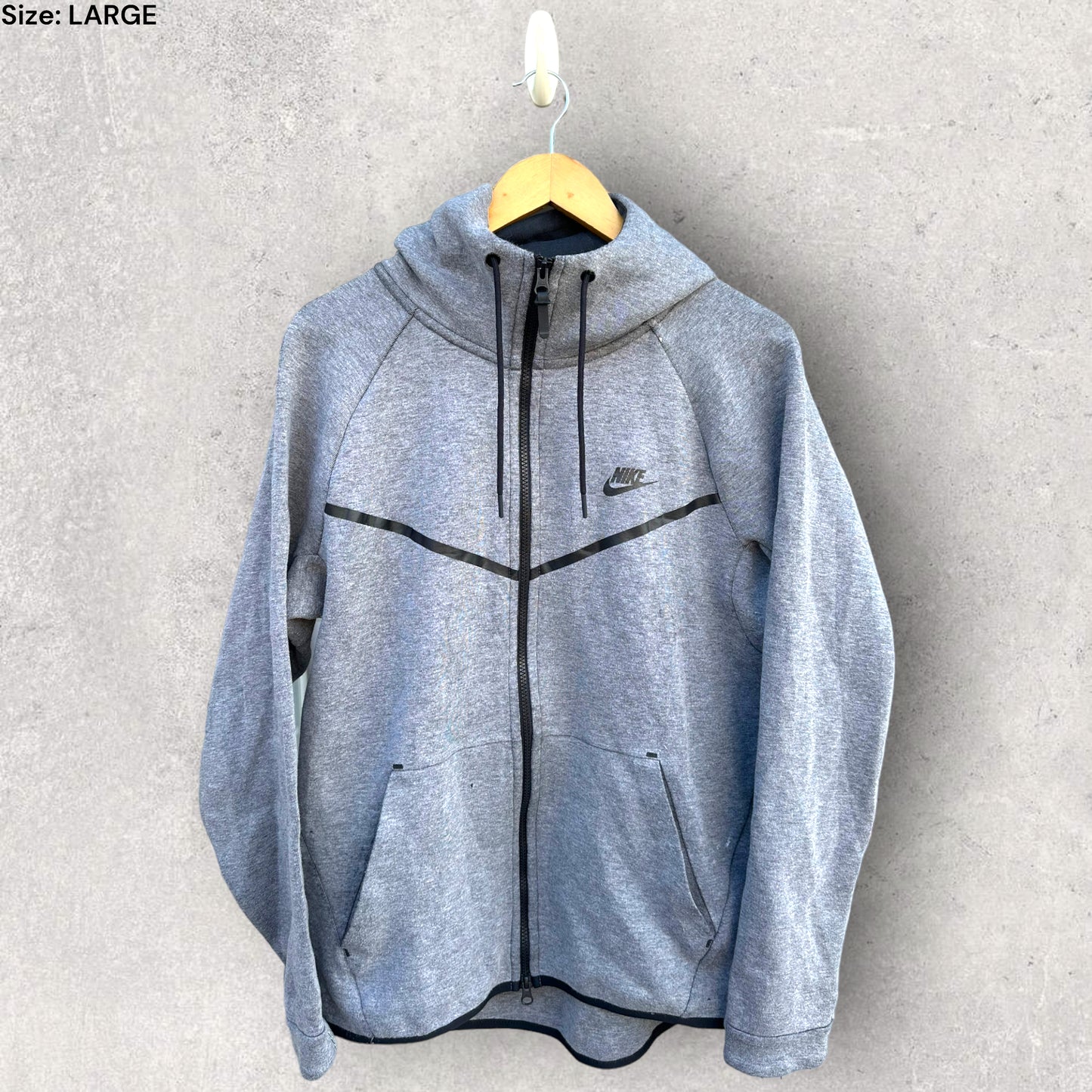 NIKE GREY TECH FLEECE HOODED JUMPER