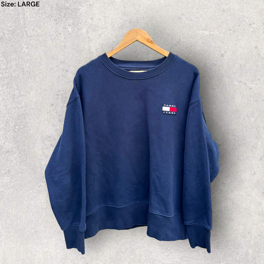 TOMMY HILFIGER NAVY BLUE THICK CREW NECK JUMPER