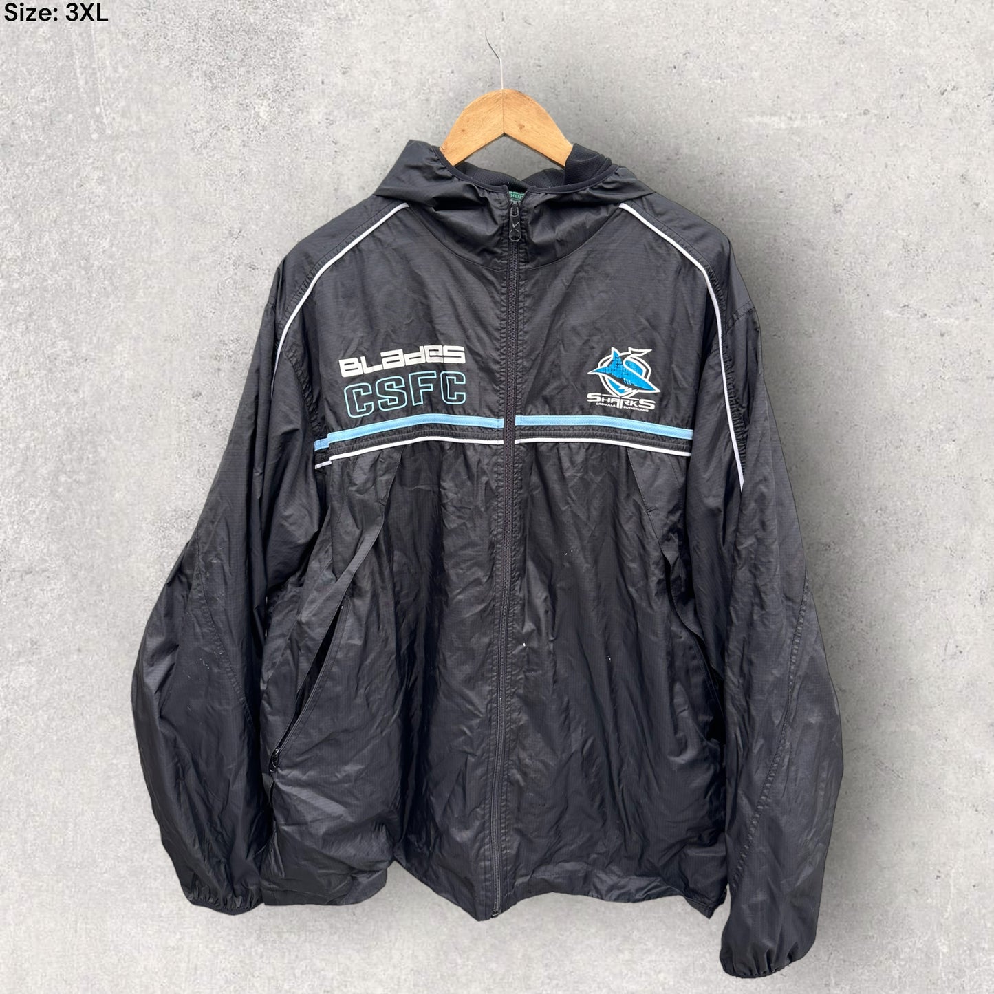 CRONULLA SHARKS HOODED WINDBREAKER JACKET