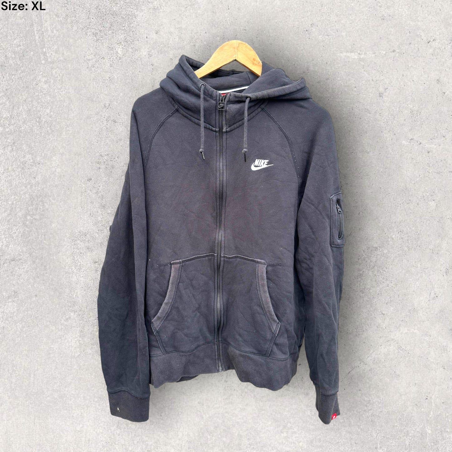 NIKE BLACK FULL ZIP HOODED JUMPER