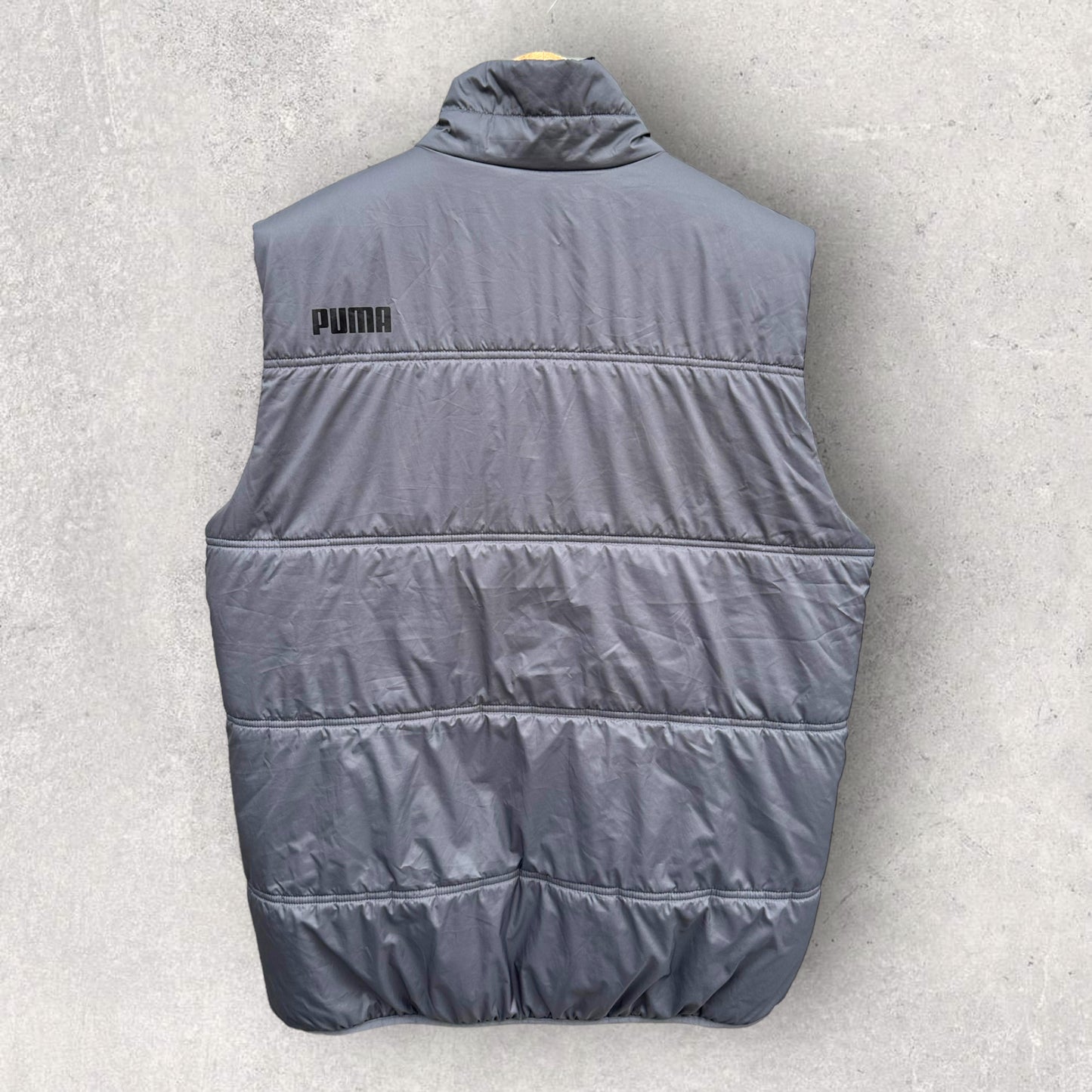 PUMA GREY SLEEVELESS PUFFER JACKET