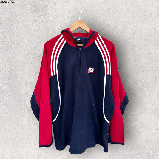 ADIDAS QUARTER ZIP FLEECE VINTAGE JUMPER