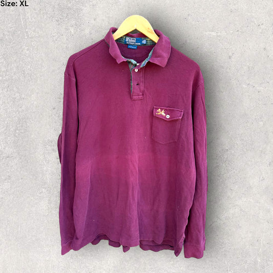 RALPH LAUREN POLO MAROON VINTAGE LONG SLEEVE TOP