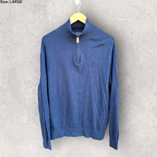 NAUTICA BLUE QUARTERZIP LONG SLEEVE TOP