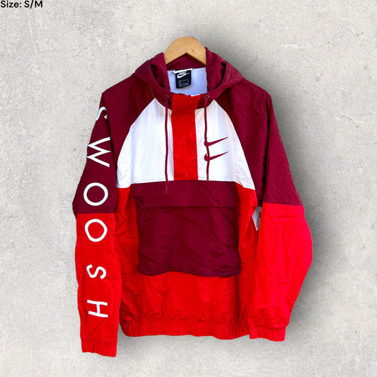 NIKE RED AND WHITE HOODED TRACK JACKET