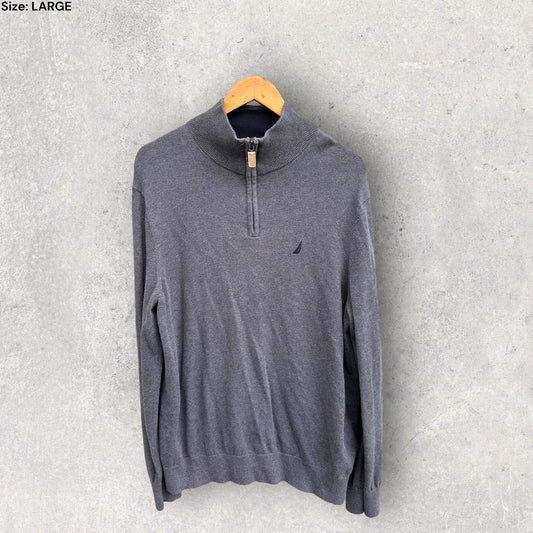 NAUTICA HALF ZIP GREY COTTON SHIRT