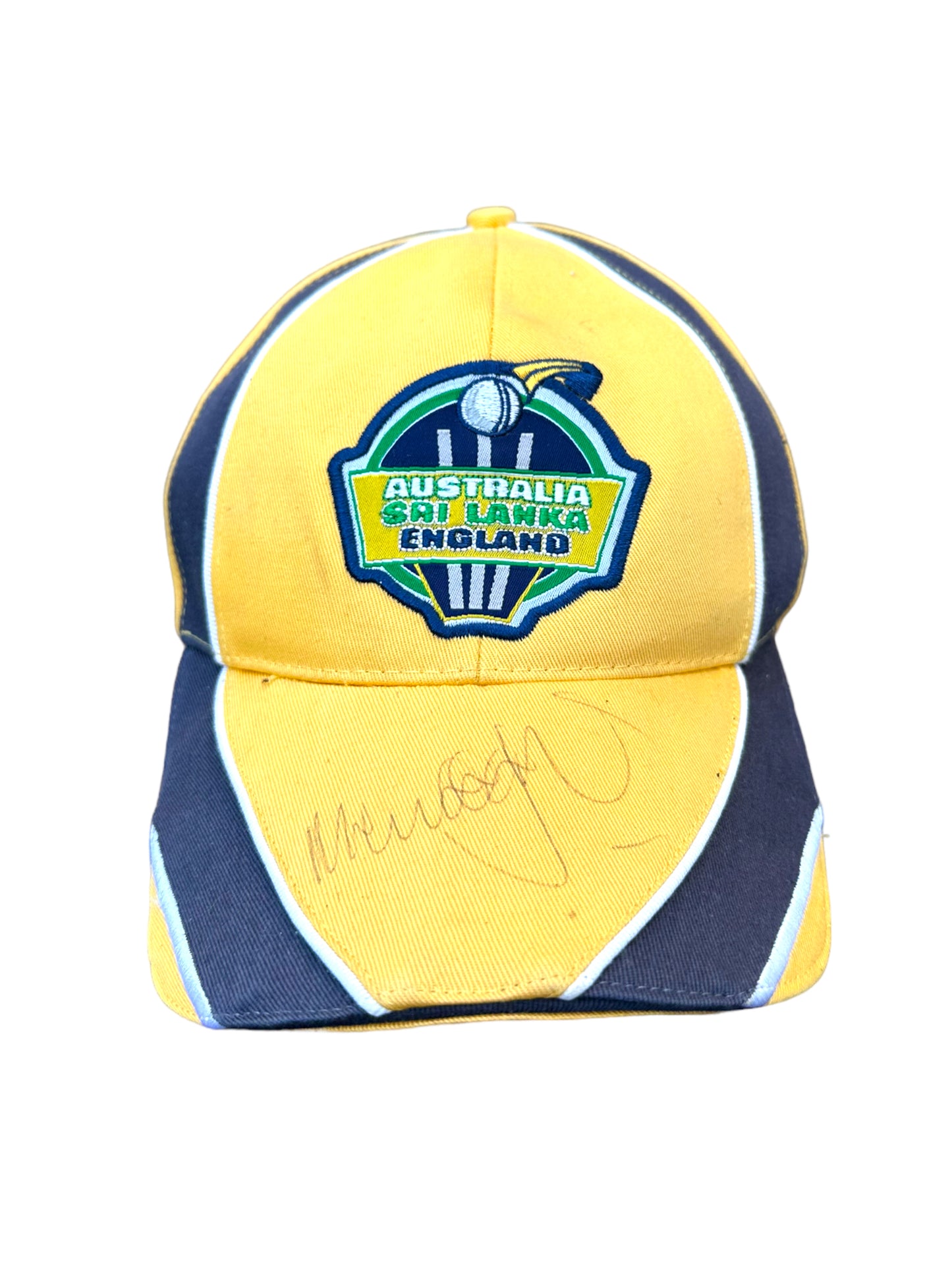 AUSTRALIA 2002 TRI SERIES HAT SIGNED BY MERV HUGHES